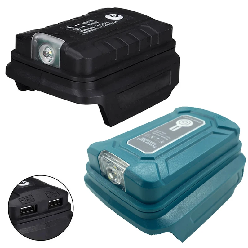 Imagen de Adaptador LED de Trabajo para Baterías Makita 14.4V y 18V con Conector USB Dual y Lámpara LED Integrada