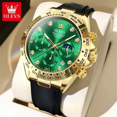 Image de Montre Homme Sport Luxe Quartz avec Chronographe et Phase de Lune
