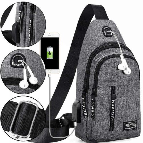 Image de Sac Bandoulière Homme Étanche avec Port USB - Voyage & Sport
