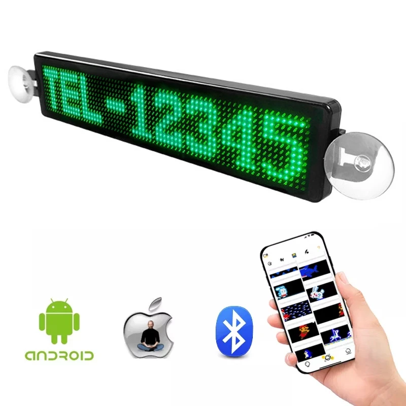 Bild von LED Auto Programmierbare Zeichen Bildschirm USB 5V Fahrzeug Led Message Board Werbung Moving Scrollen Bluetooth LED Auto Display bildschirm