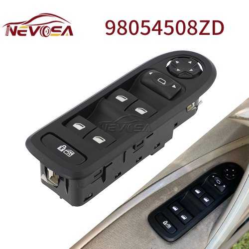 Immagine di Interruttore di Comando Finestrino Automatico e Pulsante Specchietto Laterale per Peugeot 308, 508 e Citroën C5 (2007-2013) - Codice 98054508 ZD