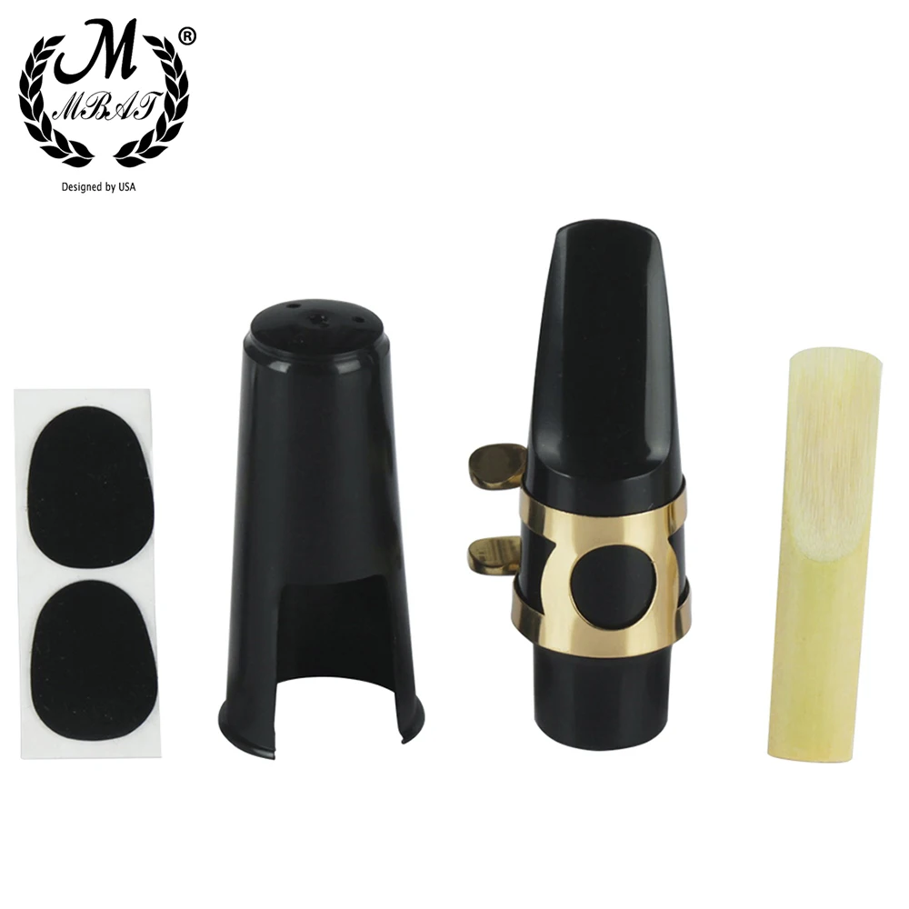 Imagen de Boquilla de saxofón M MBAT Alto Tenor Soprano, boquilla de plástico con tapa, hebilla de Metal, lengüeta, almohadilla Dental, accesorios para instrumentos de viento de madera