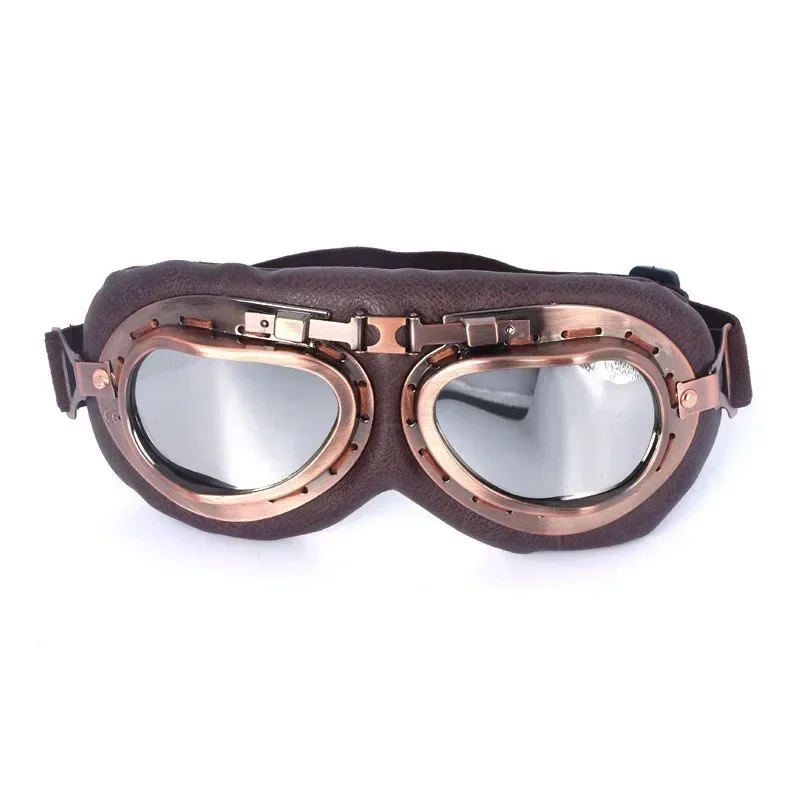 Immagine di Occhiali da Moto Retro Vintage in Rame per Harley, Pilot, Steampunk e ATV – Occhiali Classici con Protezione UV per Casco da Bici – 1 Pezzo