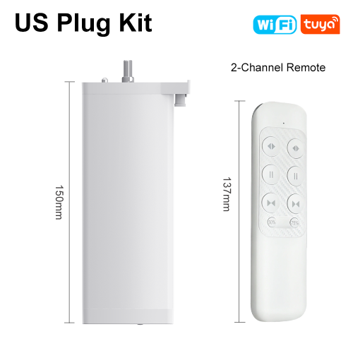 Afbeelding van Tuya 155mm 4E Slimme Zigbee & WiFi Elektrische Gordijnmotor met Stille Motor, Afstandsbediening en App-Controle via Alexa en Google Home