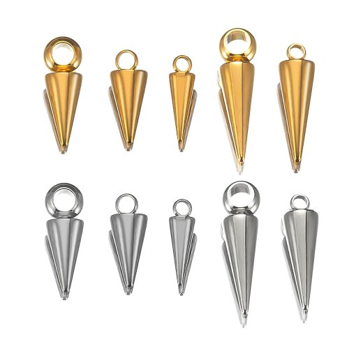 Image de 10 Breloques Cône Acier Inoxydable - Pendentifs Rétro pour Bijoux