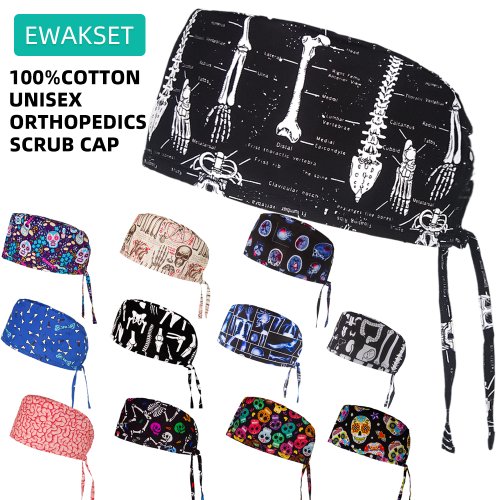 Afbeelding van Vrouw man Ziekenhuis orthopedie Scrub Cap 100% katoen ademend operationele chirurgische hoed medische verpleegster arts werken chirurg caps