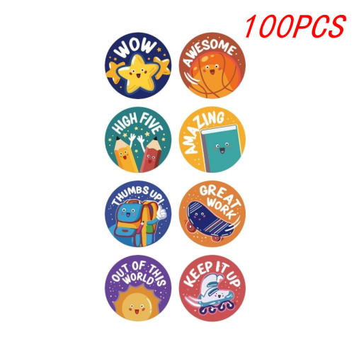 Afbeelding van 100-500 stuks ronde dierenstickers, 16 ontwerpen dier cartoon leraar beloningsstickers voor kinderen, feestdecor sticker voor school thuis