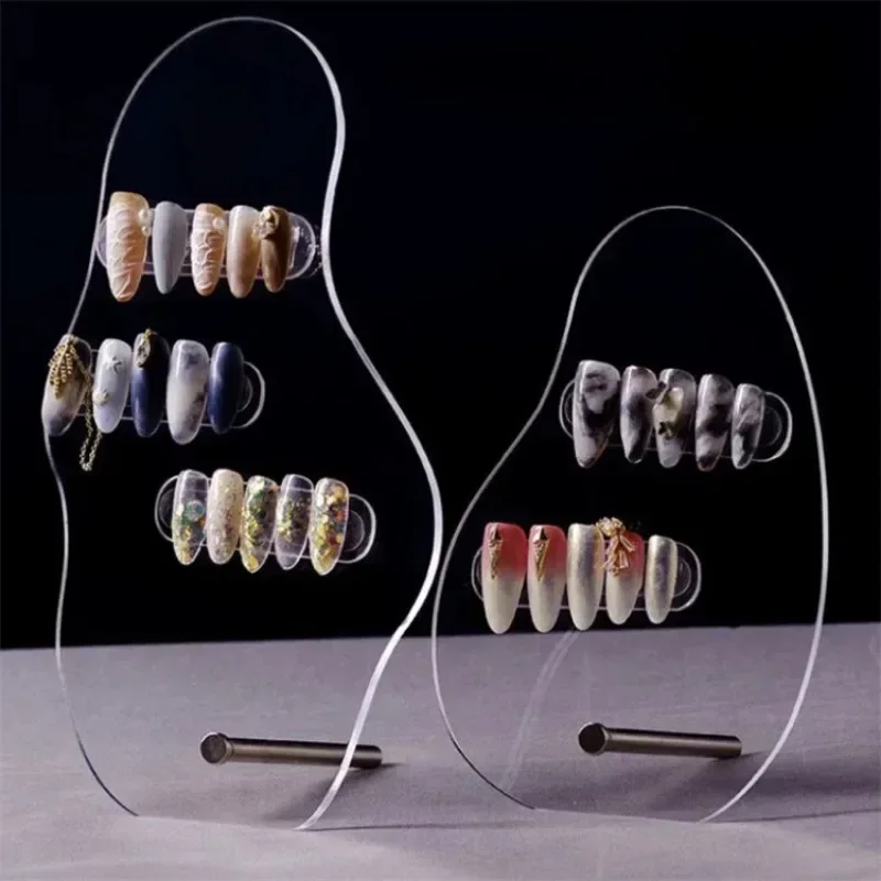 Image of Natural Acrylic Nail Art Display Board – Transparent Manicure Stand for False Tips and Gel Polish Showcase