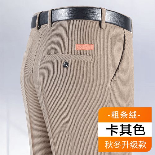 Afbeelding van Zachte Katoenen Corduroy Broek voor Heren - Comfortabele Joggingbroek voor Middelbare Mannen, Ideaal als Dagelijkse of Kantoorbroek