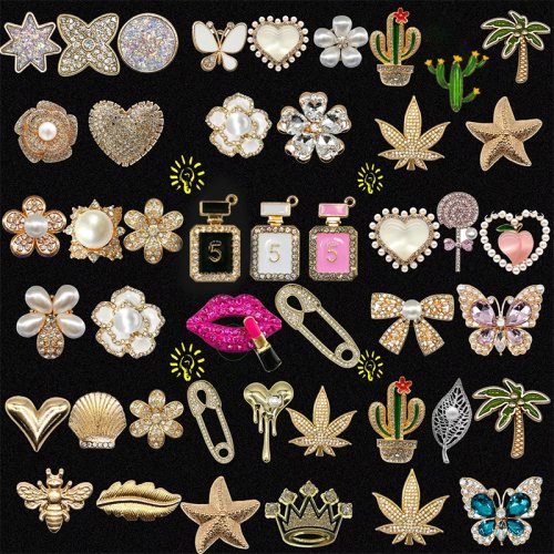 Imagen de Accesorios de Zapatos con Amuletos Metálicos y Alfiletes de Mariposa