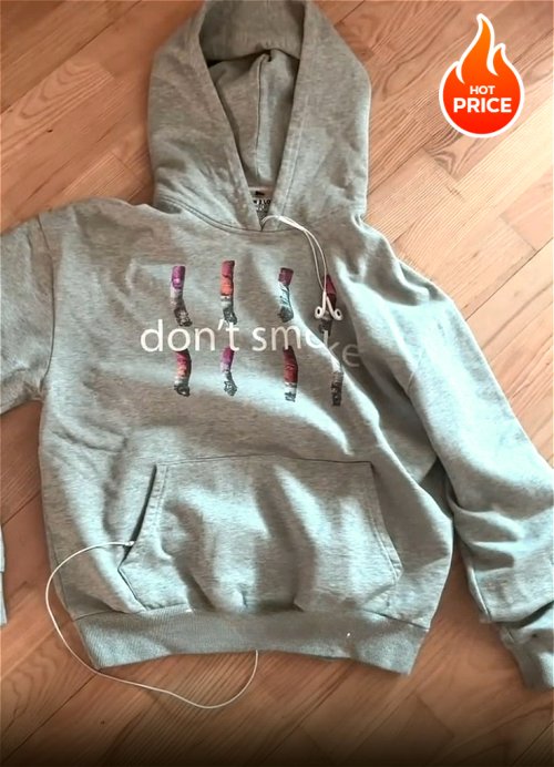 Immagine di Felpa con Cappuccio Unisex in Stile Y2K Retro, Design a Fumo Vintage, Streetwear Hip Hop Grigio, Taglia Oversize per Uomo e Donna