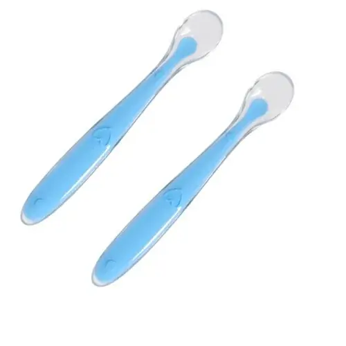Image de Cuillères d'Apprentissage en Silicone pour Bébé - Ensemble 2 Pièces