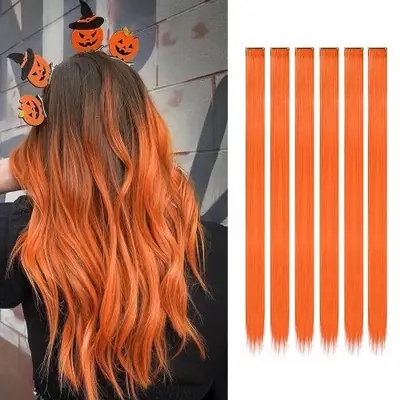 Image de Extensions de Cheveux Colorées pour Filles - 6 Pièces 22 Pouces