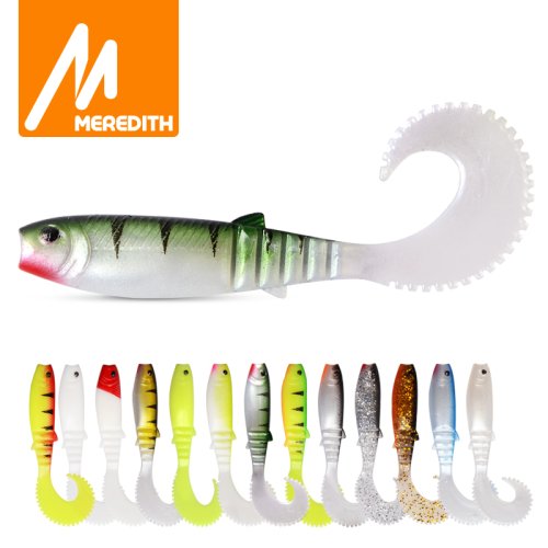 Image of Meredith 70mm, 90mm, 110mm Cannibal Curved Tail Soft Silicone Fishing Lures – Realistic Shad Worm Artificial Baits for Bass and Predator Fish