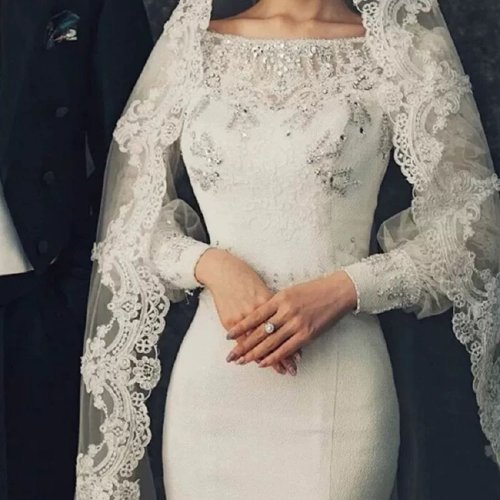 Image de Voile de Mariée 3m Blanc Ivoire - Dentelle Élégante