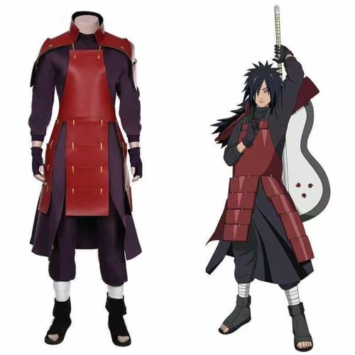Immagine di Anime Akatsuki Uchiha Madara Costume Cosplay Uomo Armatura Fodera Pantaloni Vestito Costume di Halloween Costume da festa