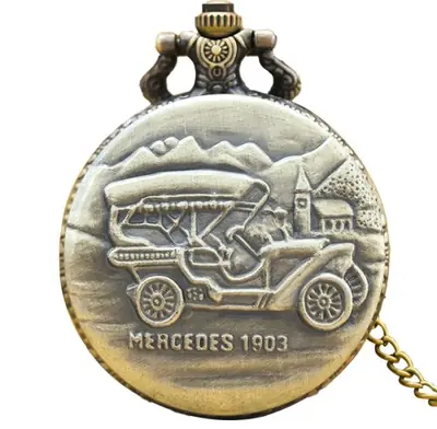 Image de Montre de Poche Steampunk Vintage en Bronze - Collier Pendentif Quartz