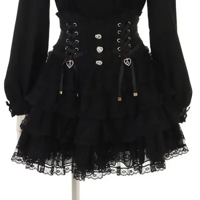 Image de Jupe Lolita Dentelle Haute Taille - Style Harajuku Kawaii