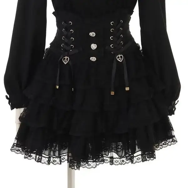 Image de Jupe Lolita Dentelle Haute Taille - Style Harajuku Kawaii