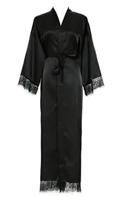 Image de Kimono de Nuit en Satin & Dentelle - Élégance Sensuelle