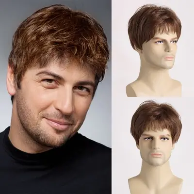 Image de Perruque Courte Bouclée Naturelle pour Hommes