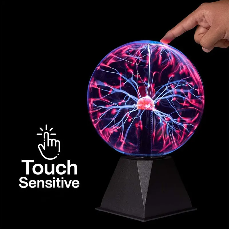 Image of Interactive Plasma Ball Lamp with Touch-Sensitive Glass, Color-Changing LED Night Light for Room Ambiance, Perfect for Christmas Parties, Bedroom Decor, and Kids' Birthday Gifts