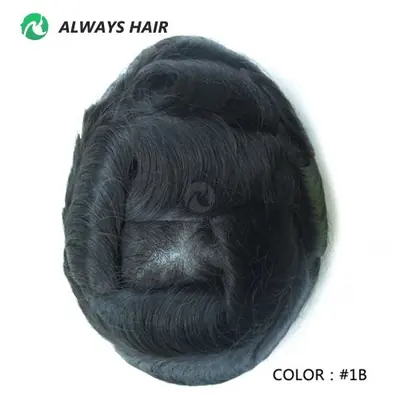 Image de Perruque Homme Courte en Cheveux Humains - Dentelle & PU Base
