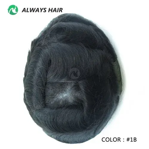 Image de Perruque Homme Courte en Cheveux Humains - Dentelle & PU Base