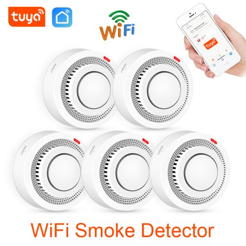Imagen de Detector de Humo WiFi con Sensor Fotoeléctrico Inalámbrico – Alarma de Incendio Inteligente para Hogar y Cocina con Aplicación Smart Life y Alerta Sonora