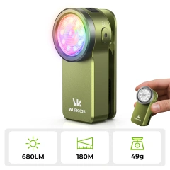 Immagine di Wurkkos HD03 680LM Mini Clip Light USB C Torcia tascabile ricaricabile Faretto/Proiettore Torcia portatile EDC RGB con magnete