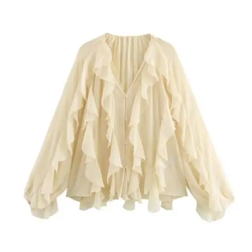 Image de Blouse Féerique à Volants - Élégante & Semi-Transparente