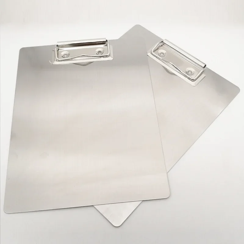 Immagine di Cartella per appunti in acciaio inossidabile con clip A4, cartella per carta, forniture per ufficio, organizer per appunti, scatola di immagazzinaggio, porta documenti, porta carta