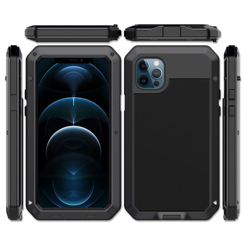 Imagen de Funda de aluminio y Metal con armadura de protección resistente para iPhone 16 15 14 13 12 mini 11 P...