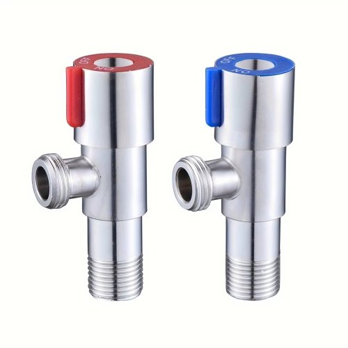 Imagen de Válvula Triangular de Acero Inoxidable para Entrada de Agua Fría y Caliente en Inodoro, Calentador de Agua y Fregadero de Cocina