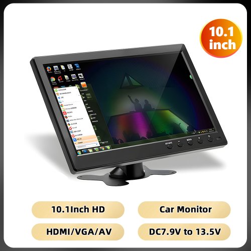 Immagine di Podofo 10.1 ''Monitor per auto TFT LCD HD Schermo digitale HDMI/VGA/AV/USB/SD Ingresso video PC/TV/Riprotore DVD Display Monitor di sicurezza