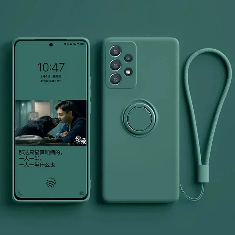 Bild von Flüssigsilikon-Hülle mit Ring-Ständer für Samsung Galaxy S24/S23/S22/S21 & mehr