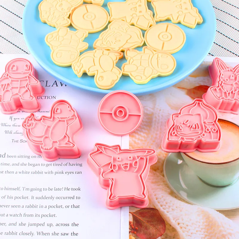 Bild von 6-teiliges Pokémon-Cookie-Form-Set – 3D Cartoon Anime Figuren Pikachu, Charmander, Squirtle, Bulbasaur – DIY Backformen für Partys und Kindergeburtstage