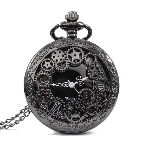 Afbeelding van Steampunk Koperen Vintage Holle Gear Holle Quartz Zakhorloge Ketting Hanger Klok Ketting Mannen Vrouwen Met Ketting Geschenken