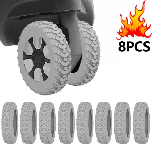 Bild von 8Pcs Verdicken Textur Silikon Räder Schutz Reise Gepäck Caster Schuhe Reduzieren Lärm Räder Schutz Abdeckung Gepäck Zubehör