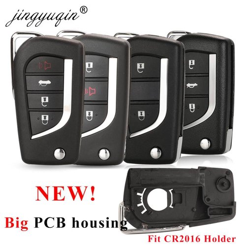 Zdjęcie jinyuqin NEW Flip Folding Remote Key Shell Case fit CR2016 Holder for Toyota Levin Camry Reiz Highlander Corolla VA2 Toy48 Toy43