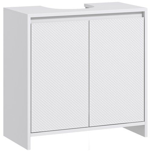 Image of HomCom Under Sink Cabinet with Anti-Tip Shelf – 60x30x60 cm White Storage Unit for Kitchen or Bathroom