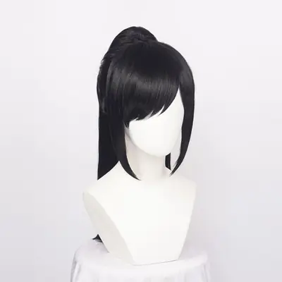 Image de Perruque Cosplay Dororo Hyakkimaru - Noir Synthétique avec Queue de Cheval Amovible