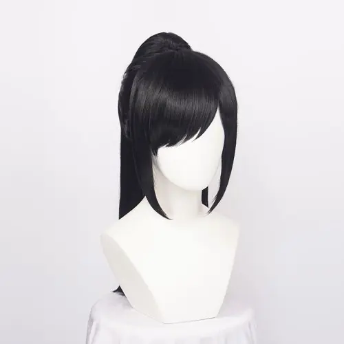 Image de Perruque Cosplay Dororo Hyakkimaru - Noir Synthétique avec Queue de Cheval Amovible