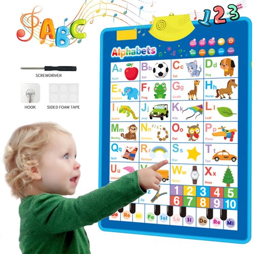 Immagine di Grafico Elettronico da Parete con Alfabeto Inglese che Parla Lettere ABC 123 - Poster Musicale Educativo per Bambini Piccoli