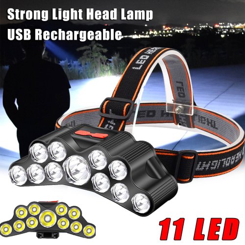 Bild von Leistungsstarke LED-Stirnlampe mit integrierter 18650-Batterie – Wiederaufladbar über USB, ideal für Outdoor, Camping, Angeln und als Kopf-Taschenlampe