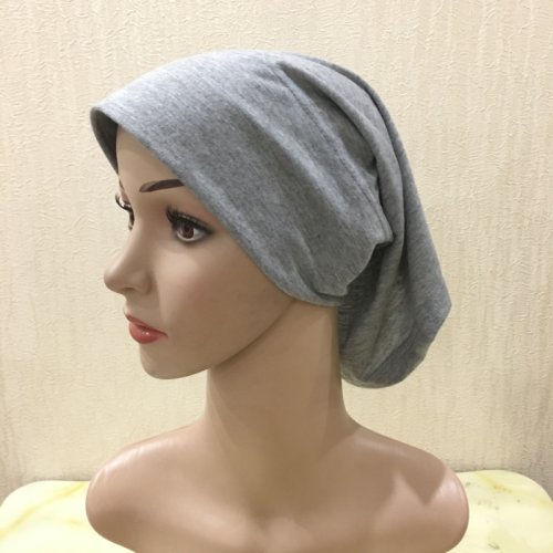 Imagen de Sombrero de Tubo Liso con Pañuelo Interior de Cartón para Hijab: Turbante Musulmán Elástico y Ajustable en Color Puro para Mujer