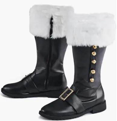 Image de Bottes Médiévales Vintage avec Peluche Blanche - Cosplay & Noël