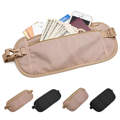 Immagine di Marsupio Sportivo da Corsa con Custodia Invisibile per Passaporto e Soldi - Portafoglio di Sicurezza Nascosto, Borsa da Viaggio Antifurto con Design Moderno
