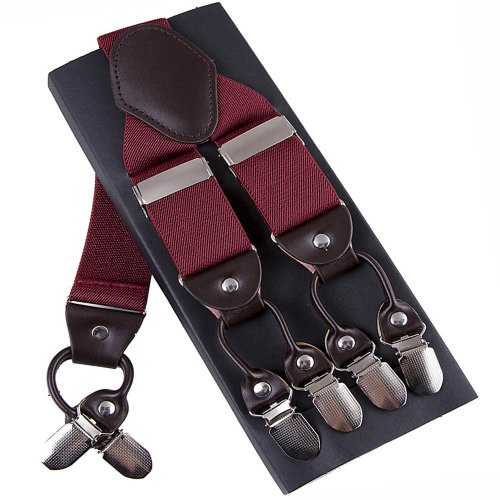 Imagen de Tirantes de moda de cuero con 6 clips para hombre, Suspensorio informal Vintage, Tirante, correa para pantalones, regalo para padre/marido, 3,5x120cm