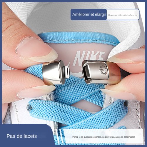 Immagine di Lacci per scarpe senza cravatta Lacci con chiusura a pressione senza lacci Lacci elastici Sneaker Bambini Adulto Lacci piatti ampliati da 8 mm per scarpe